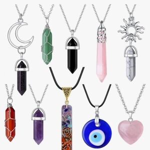 Chakra Hexagonal Energy Healing Pendant Necklaces Set Of 10 NWT